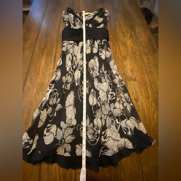 Maxstudio Vintage Y2K Floral Black And White Silk Midi Dress Size XS C2 - Picture 5 of 7
